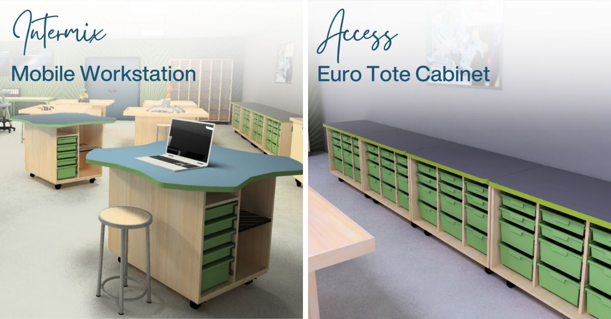 intermix mobile workstation and access euro tote cabinet