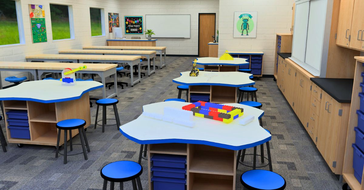 middle school cte lego robotics room rendering